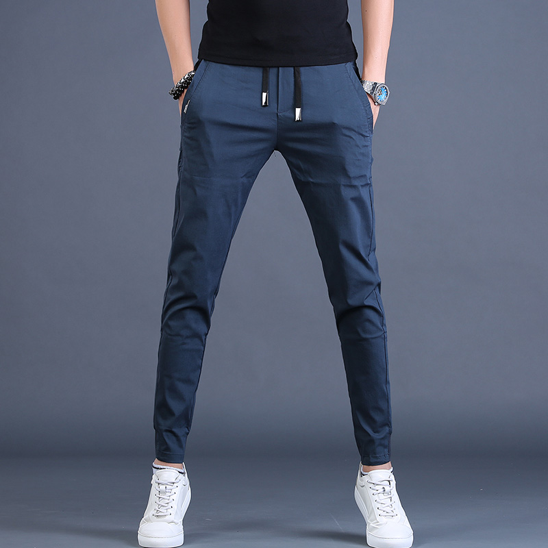 2022春季新款休闲裤男运动裤子修身小脚裤夏季高端男士长裤男裤薄