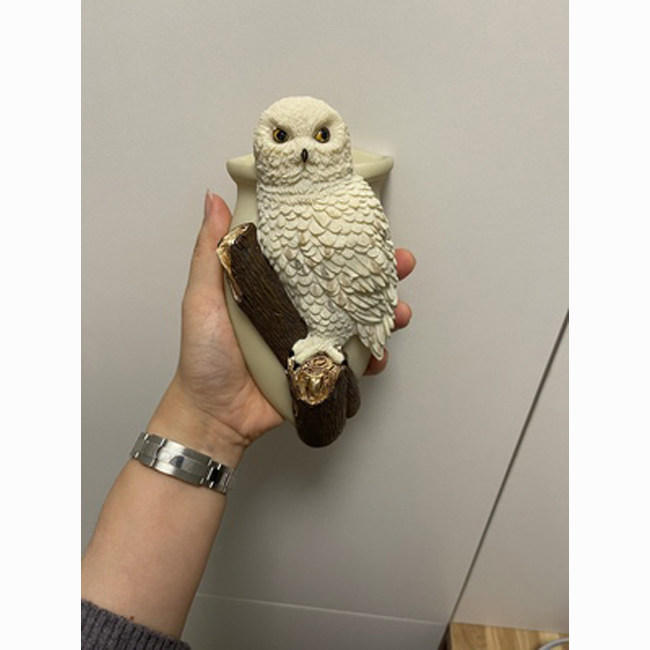 现货纽约下城公园进口圆头圆白羽雪雕猫头鹰空间花瓶