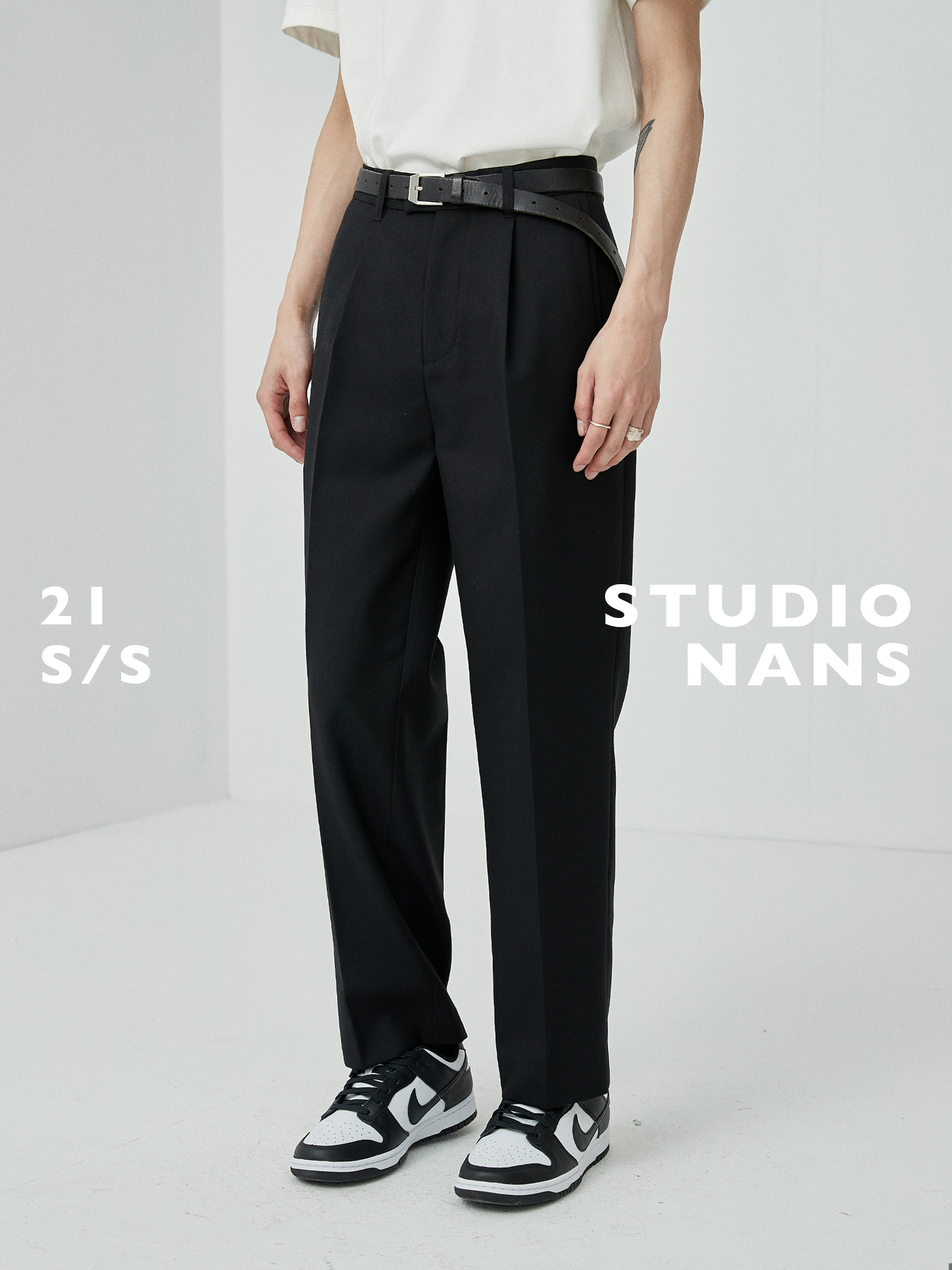 【NANS】赛络菲尔精纺70支美利奴羊毛定染单褶经典西装休闲长裤