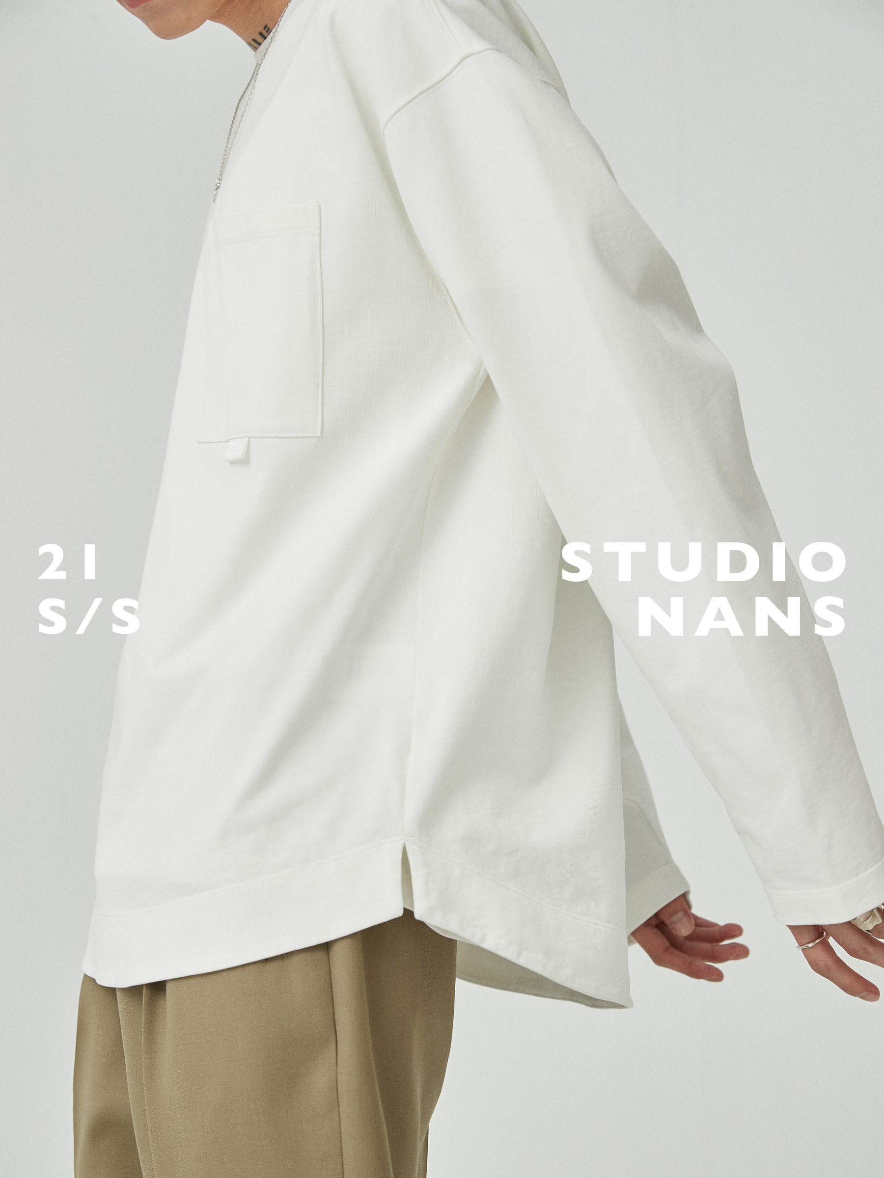 【NANS】织带挂袢口袋圆领紧密纺基础长袖TEE / LONG-SLEEVED TEE