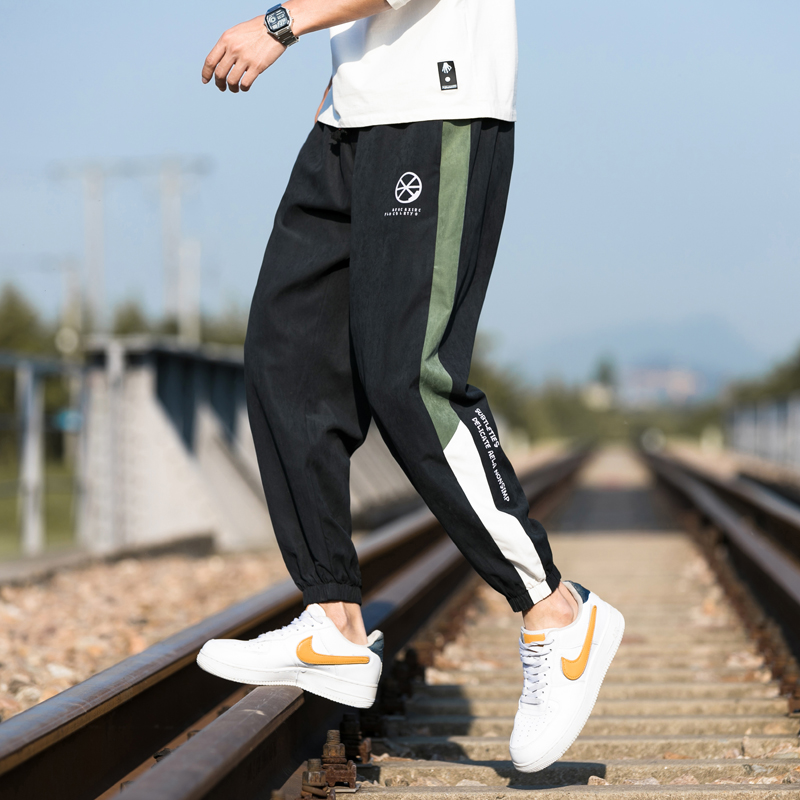 裤子男士春秋季2021新款束脚运动裤宽松韩版潮流针织休闲长卫裤