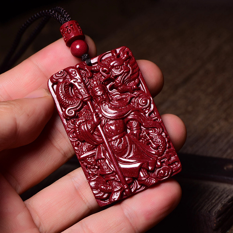天然朱砂关公吊坠护身武财神项链紫金砂关二爷项坠