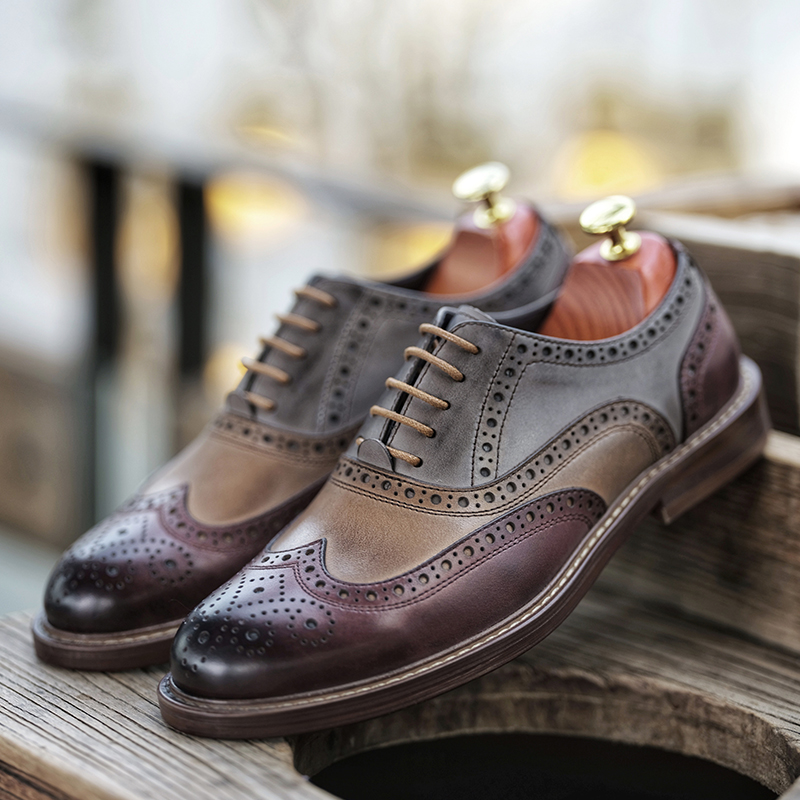 布洛克雕花男士皮鞋巴洛克欧式复古西装英伦风真皮正装皮鞋