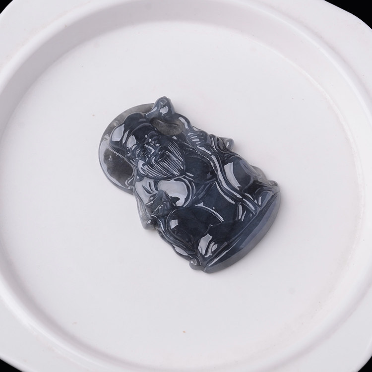 玉石项坠保真缅甸挂件土地正神福德翡翠乌鸡颈饰