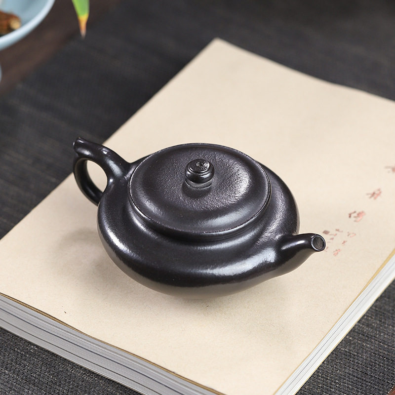 石黄紫砂壶手工茶壶宜兴原矿紫砂扁樱壶功夫功夫茶茶壶