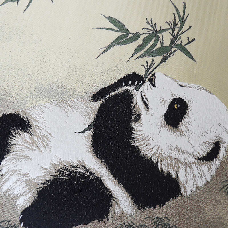 蜀锦卷轴挂画客厅装饰竹趣国宝大熊猫中国国风刺绣
