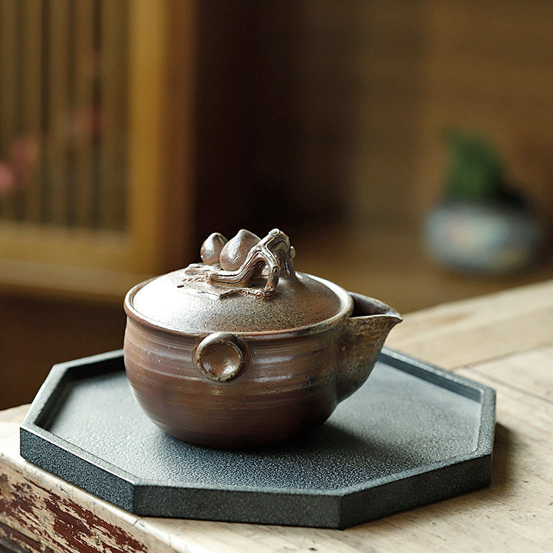 孤品手作日式柴烧宝瓶壶单壶大号复古茶壶手工茶壶