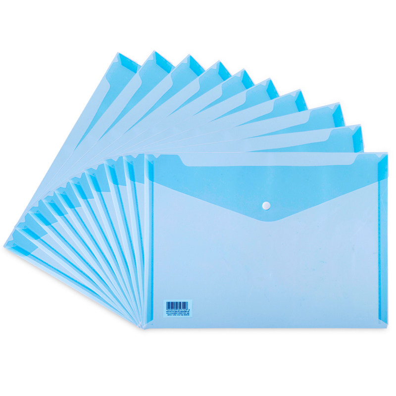 得力透明文件袋a4纸塑塑料加厚按扣档案办公文具文件袋