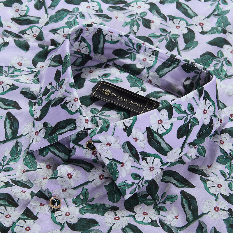 gievescharles英国liberty进口面料德里克纯棉长袖印花衬衫