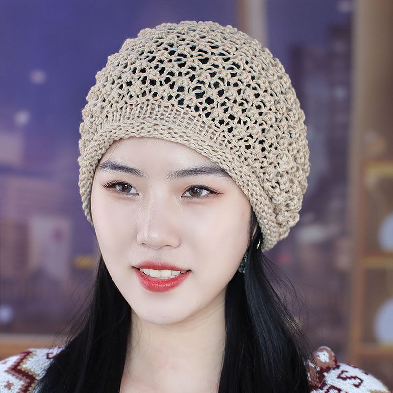 手工秋季帽子女帽针织钩线系带堆堆休闲帽扎帽子