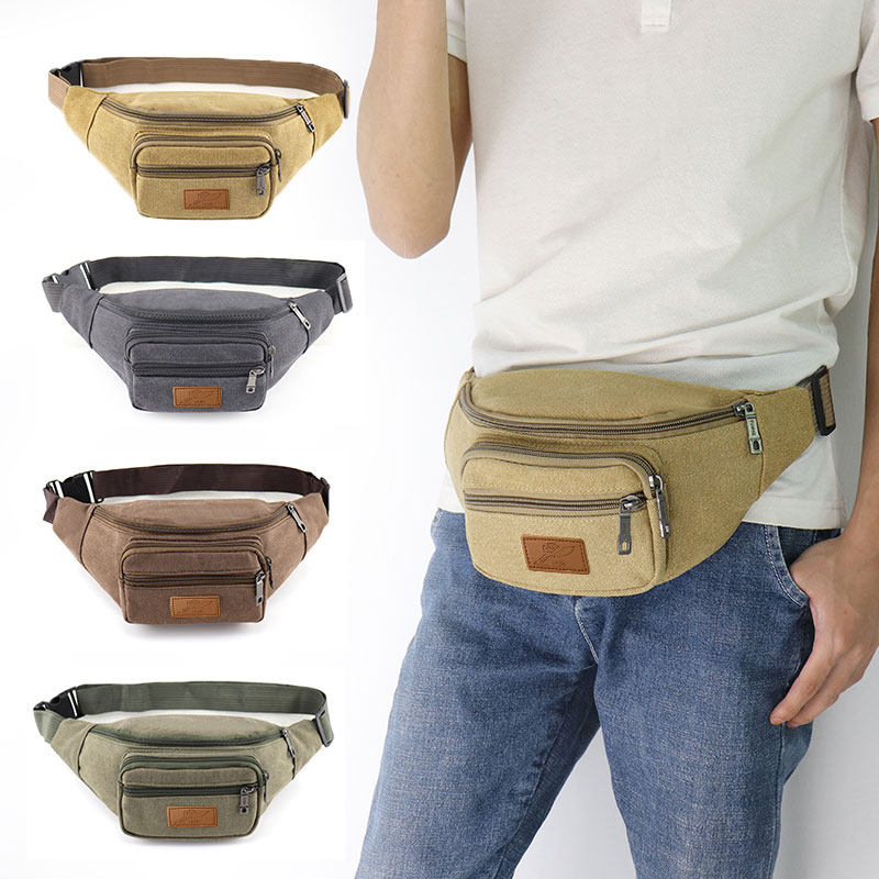 新款帆布腰包手机腰包男士运动休闲户外多功能男女通用收钱生意包