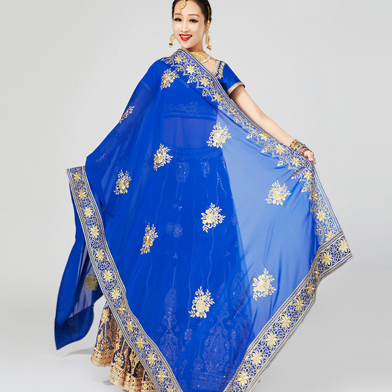 头纱依曼之舞印度纱丽纱巾网纱刺绣雪纺异域风情民族服装