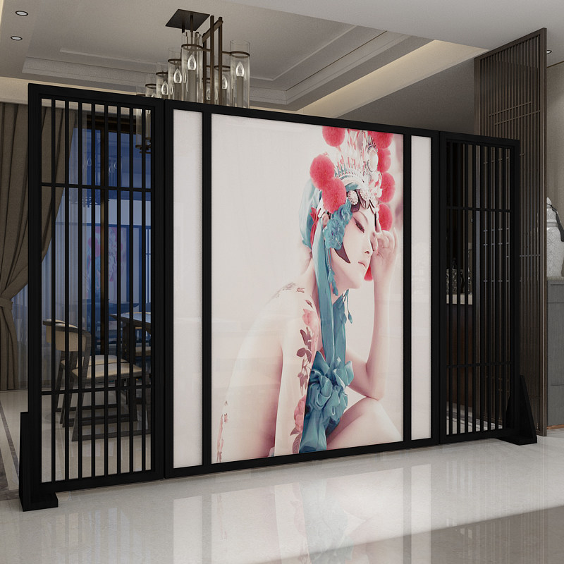 酒店古典戏曲实木屏风移动隔断会所展厅大堂座屏