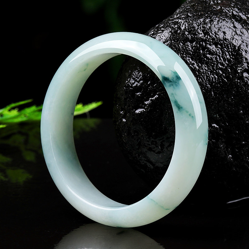 手镯缅甸冰糯种飘花翡翠女镯子女玉手珠宝玉石手镯