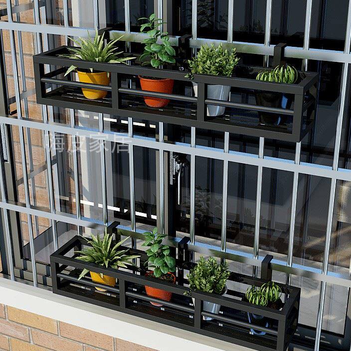 不锈钢阳台悬挂花架子烤漆栏杆花架架式防盗窗户花架