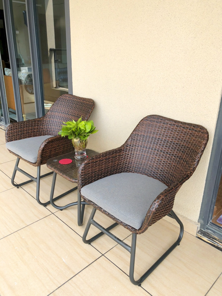 桌椅阳台小桌藤椅三件件套组合户外休闲田园桌椅套件