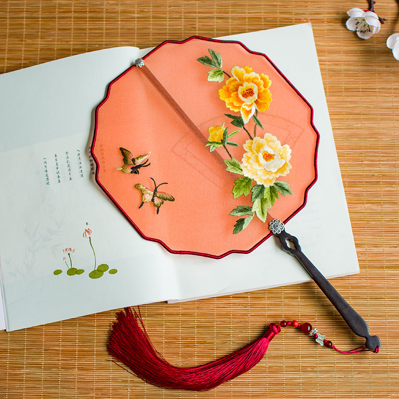 古风刺绣团扇苏州绣美扇子古典手工绣花宫扇扇子