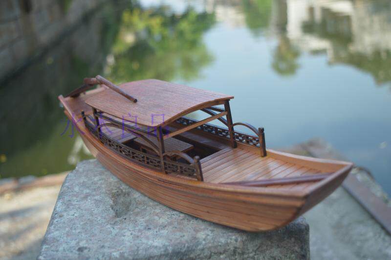 渔船模型木船木工艺工艺品礼品草蓬船小船家居饰品帆船工艺船