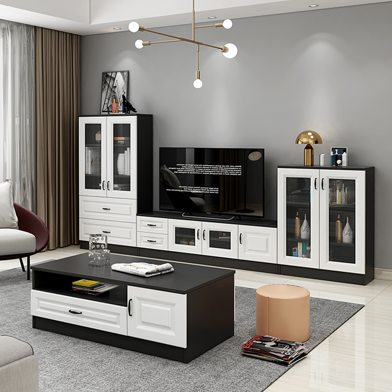 客厅小户户型电视柜茶几组合现代简约轻奢高低柜储电视柜