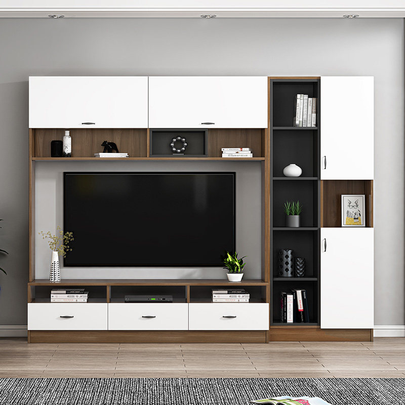 定制客厅电视柜书柜书架背景墙一体组合墙整面整体电视墙储物柜子