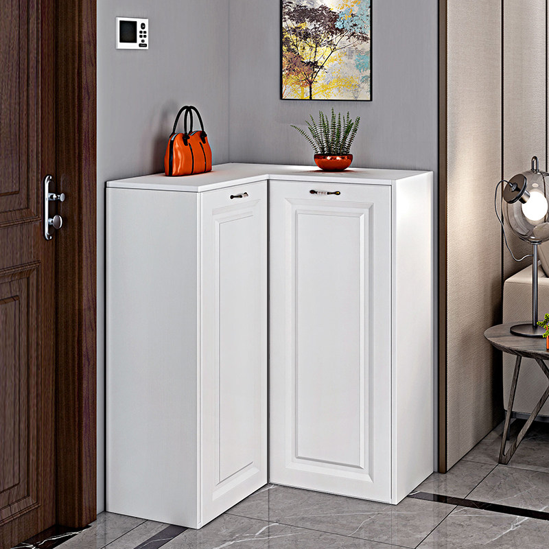 家用门口拐角鞋柜转角组合三角墙角挂衣柜一体入户小户型北欧玄关