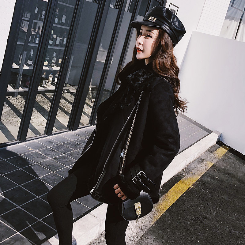 皮毛一体羊羔毛外套女毛茸茸2021秋冬新款高级感机车服鹿皮绒皮草