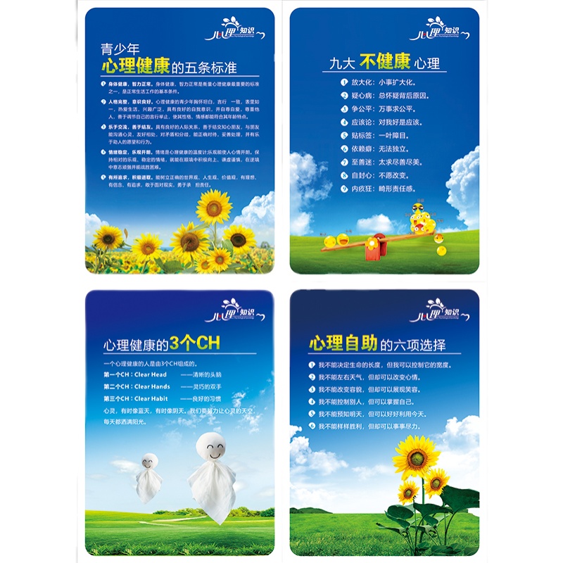 心理健康教育辅导宣传海报挂图青少年中小学生心理咨询室墙贴写真