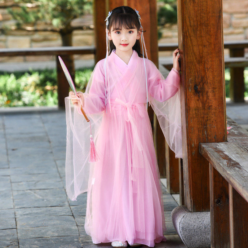儿童古装仙女裙 女童中国风贵妃公主古典汉服 小女孩舞蹈演出服装