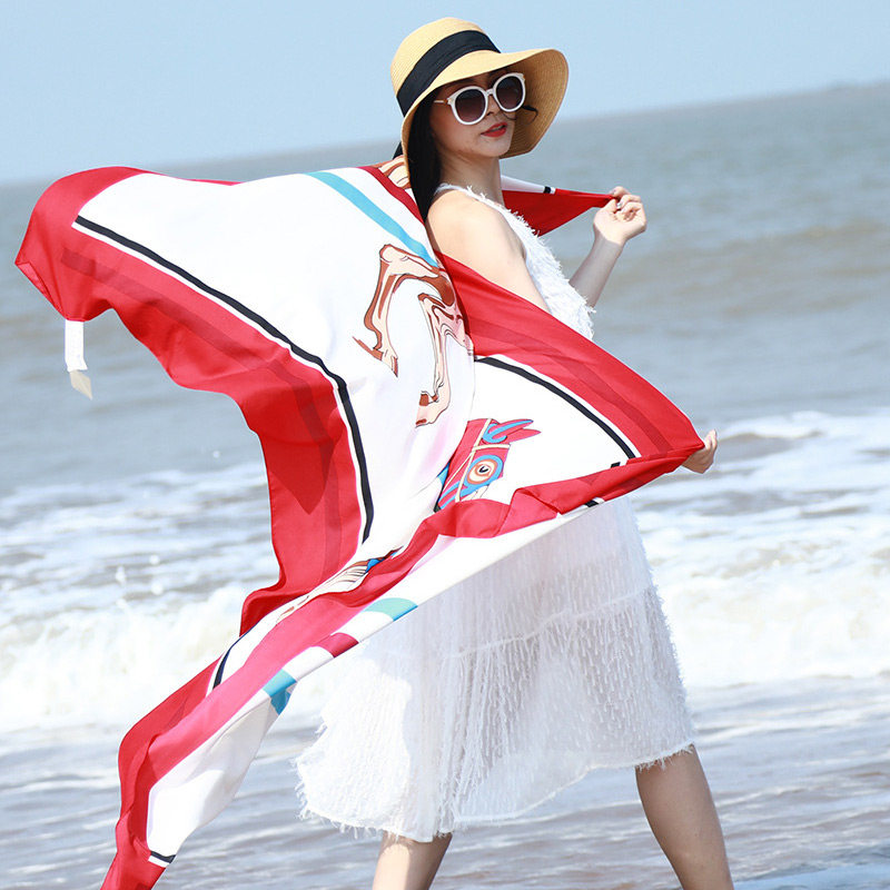 丝巾沙滩巾防晒超大茶卡盐湖青海旅游西北披肩薄款百搭纱巾女夏季