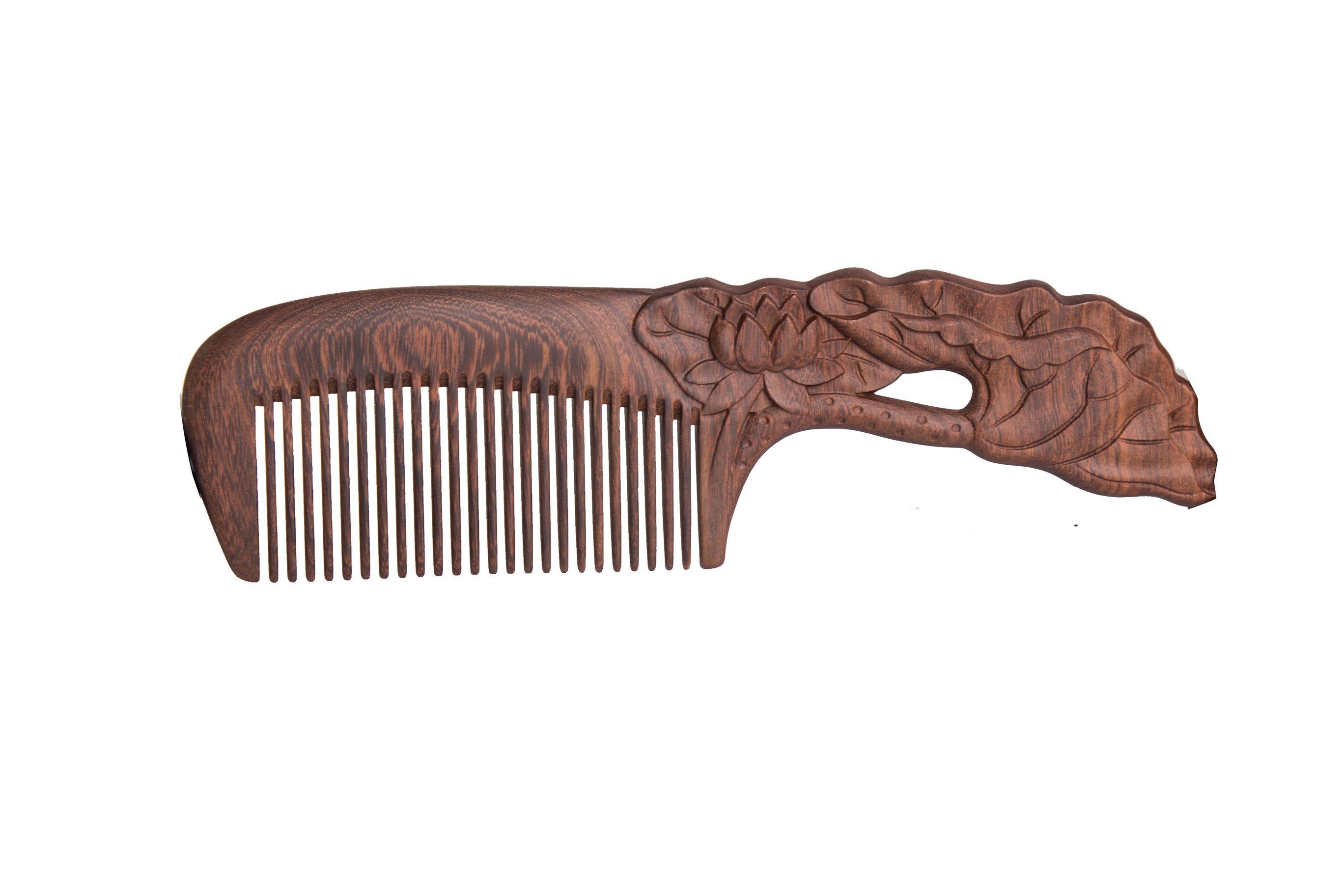 周广胜黑金檀木梳子放静电长发檀木梳传统工艺雕花木梳免费刻字