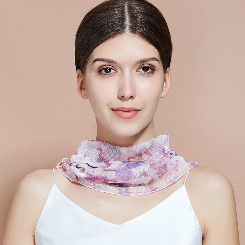 真丝围脖女薄款夏季防晒套头脖套桑蚕蚕丝小丝围巾