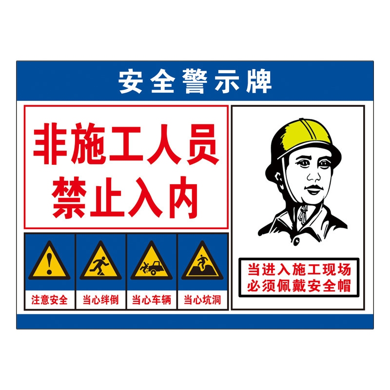 标识安全施工严禁标志警告告知安全帽全戴注意标志牌