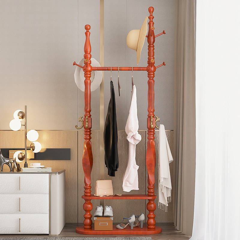 衣架门厅双杆衣帽架实木客厅置物架落地现代简约卧室衣帽架