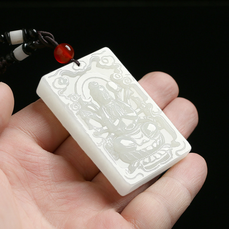 开光生肖属鼠本命佛吊坠男女款千手观音菩萨玉牌护身佛八大守护神