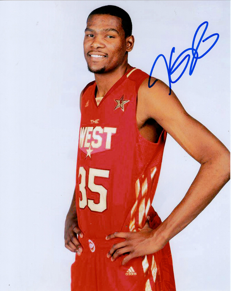 签名凯文杜兰特亲笔照片雷霆勇士证书裱框收藏文化