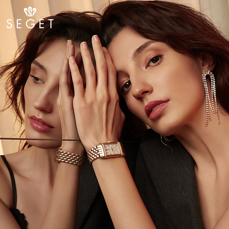 【新年礼物】世爵瑞士手表女方形小方表轻奢女表钢带皮带送老婆