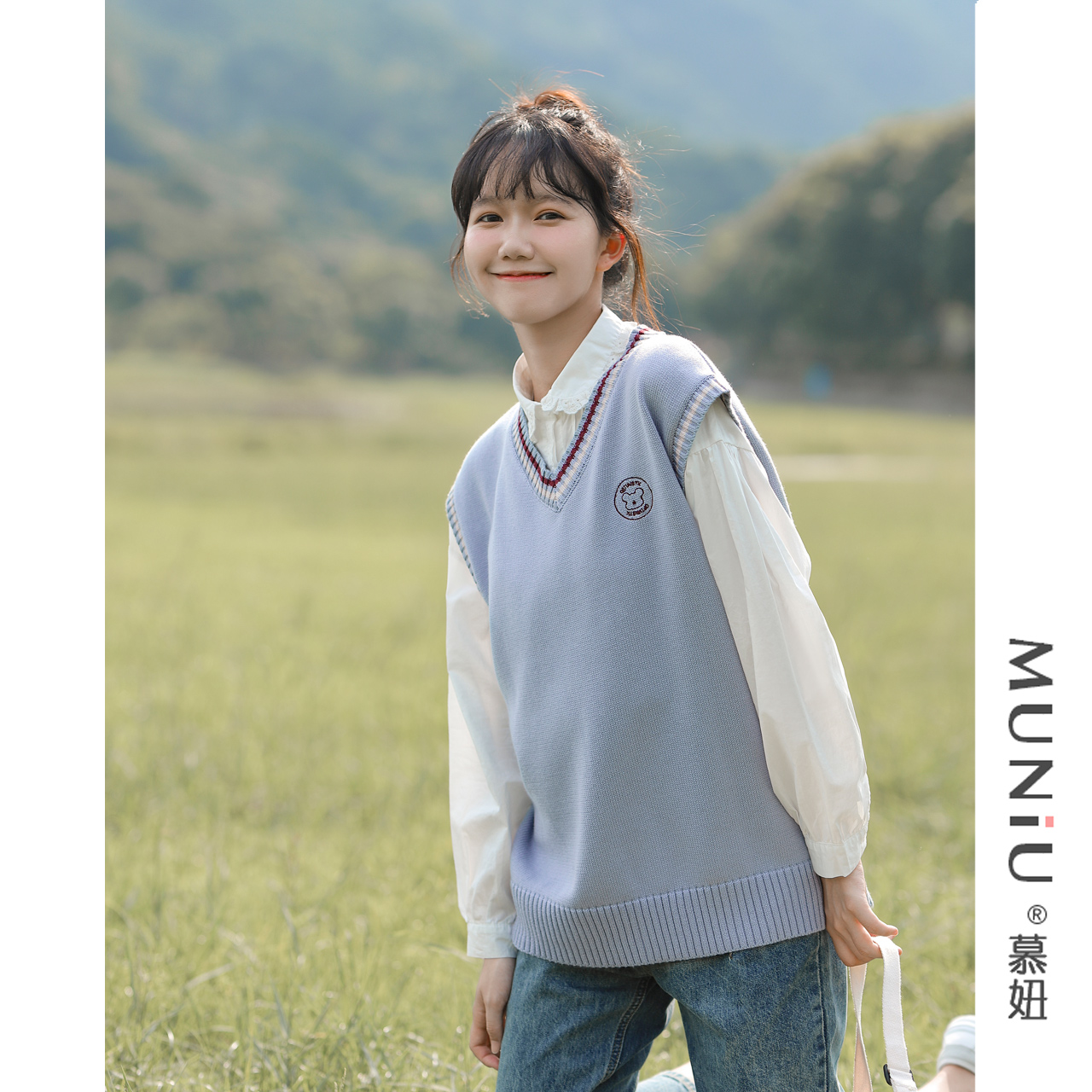 日系jk马甲背心秋冬季新款外搭针织马夹叠坎肩马夹