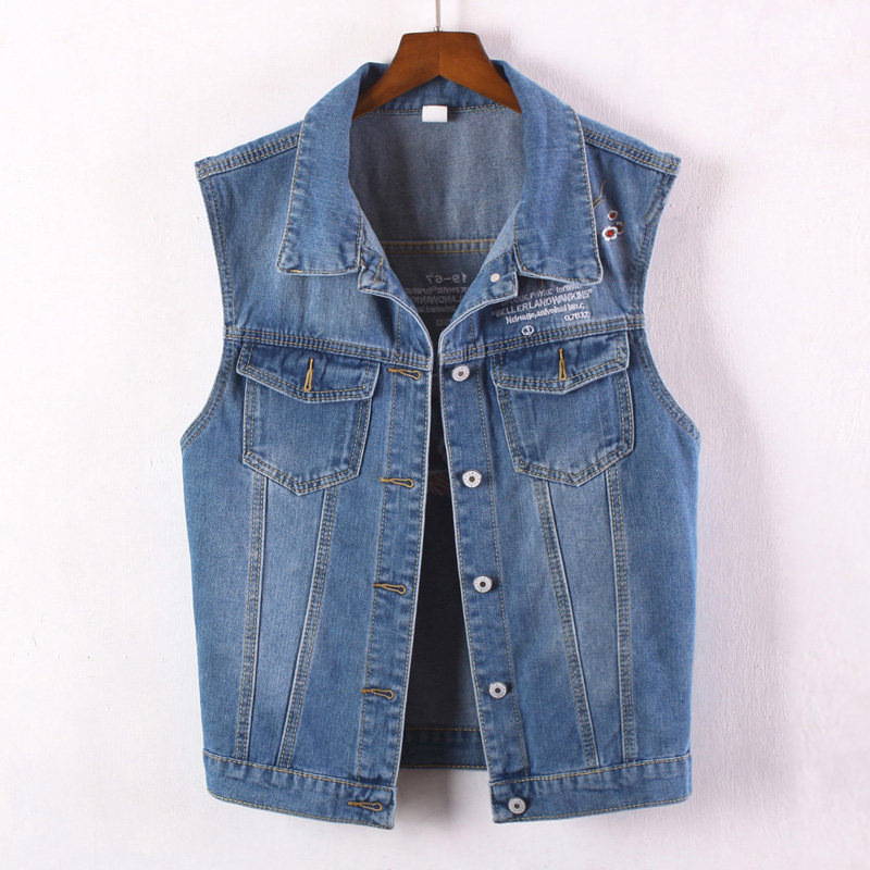 牛仔马甲宽松春秋韩版中长新款显瘦大码无袖马夹