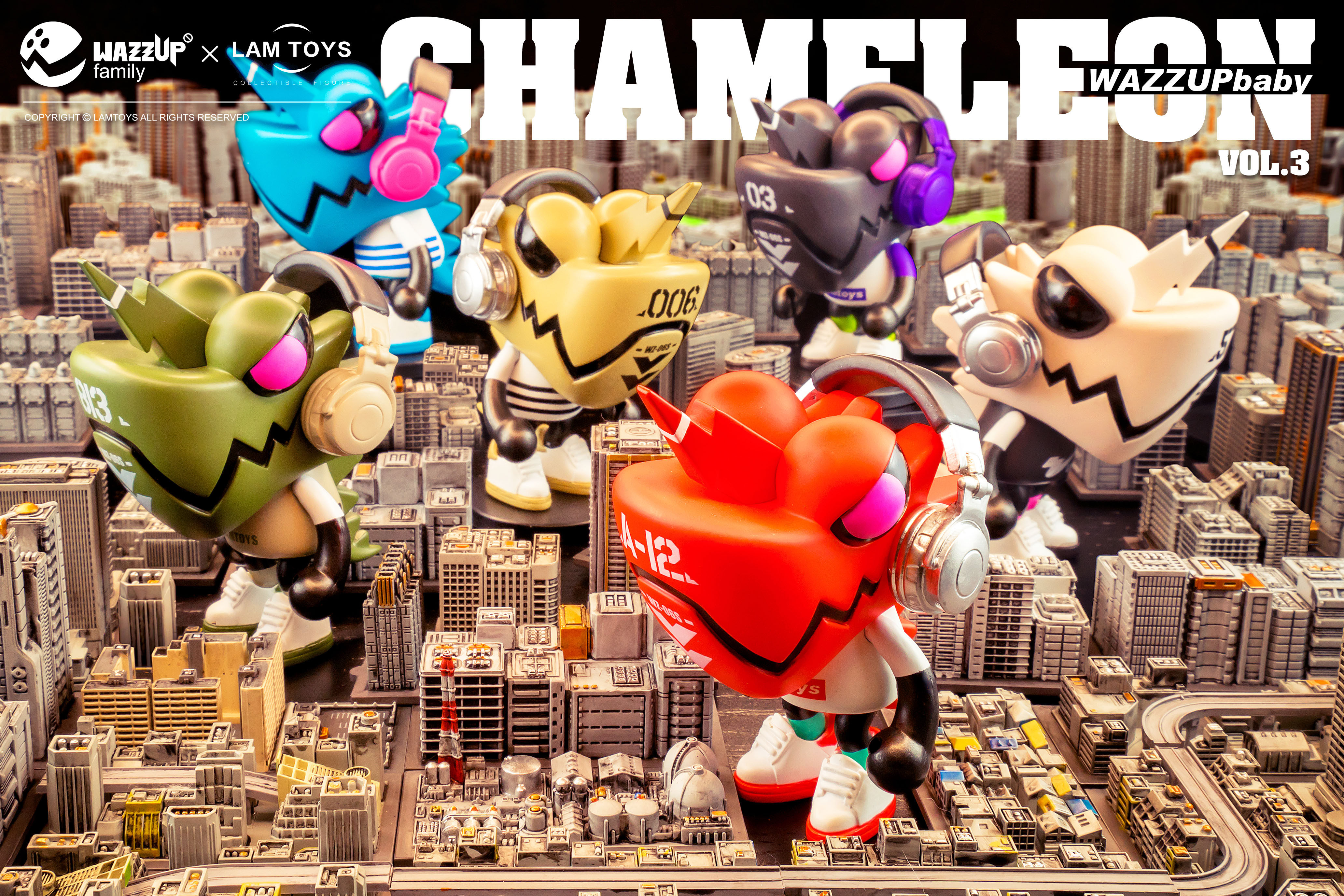 正品授权lamtoyswazzupbaby变色龙盲盒三代光感耳机音乐西游潮玩盲盒