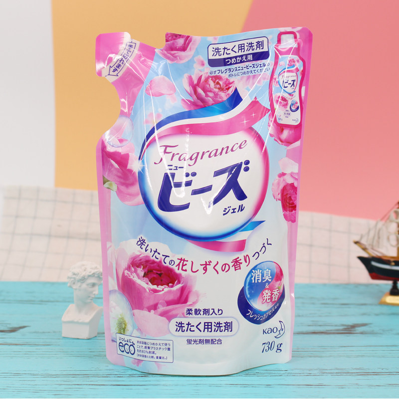 日本原装花王洗衣液补充袋装公主玫瑰果香无刺激无荧光剂715g