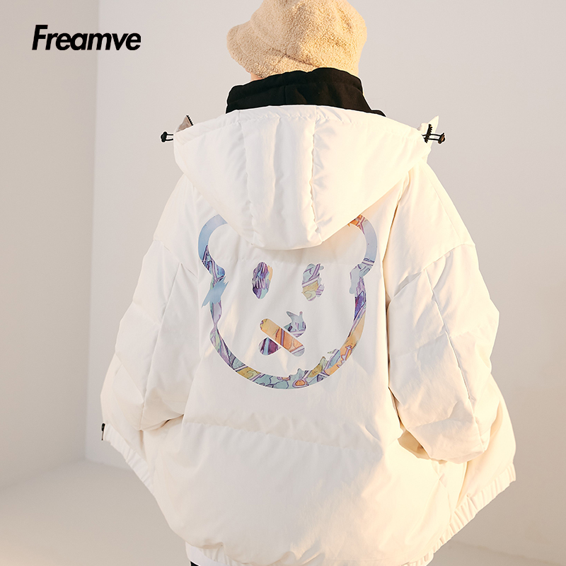 【晁然推荐】Freamve基础梦幻禁言熊连帽80白鸭绒羽绒服男情侣装