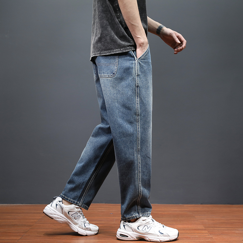 牛仔裤男宽松哈伦痞帅春秋新款简约直筒潮牌阔腿炸街长裤子男百搭