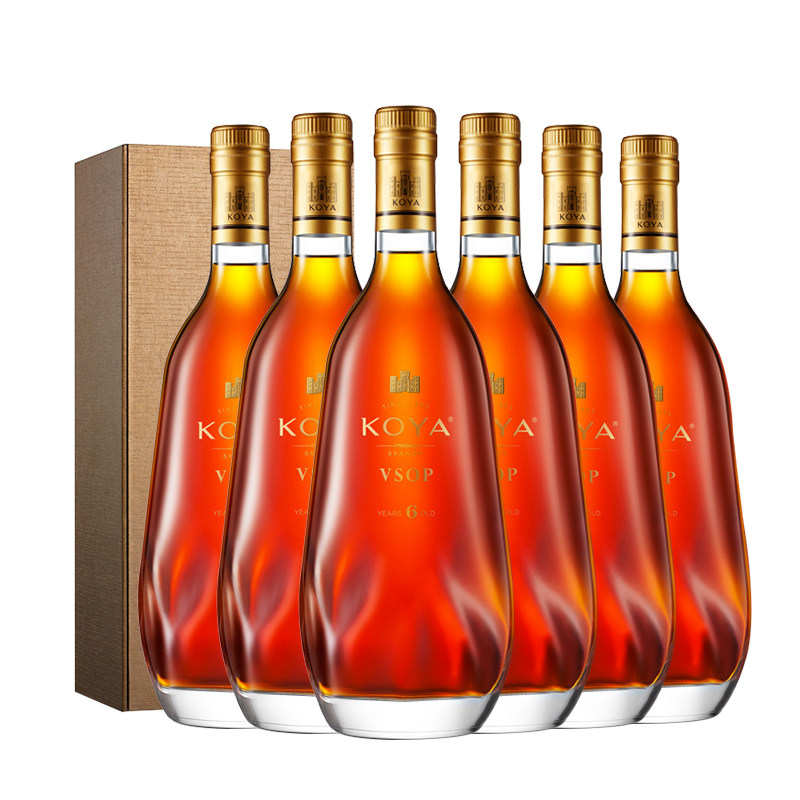 张裕可雅白兰地vsop桶藏6年40度700ml6瓶葡萄蒸馏酒礼盒装