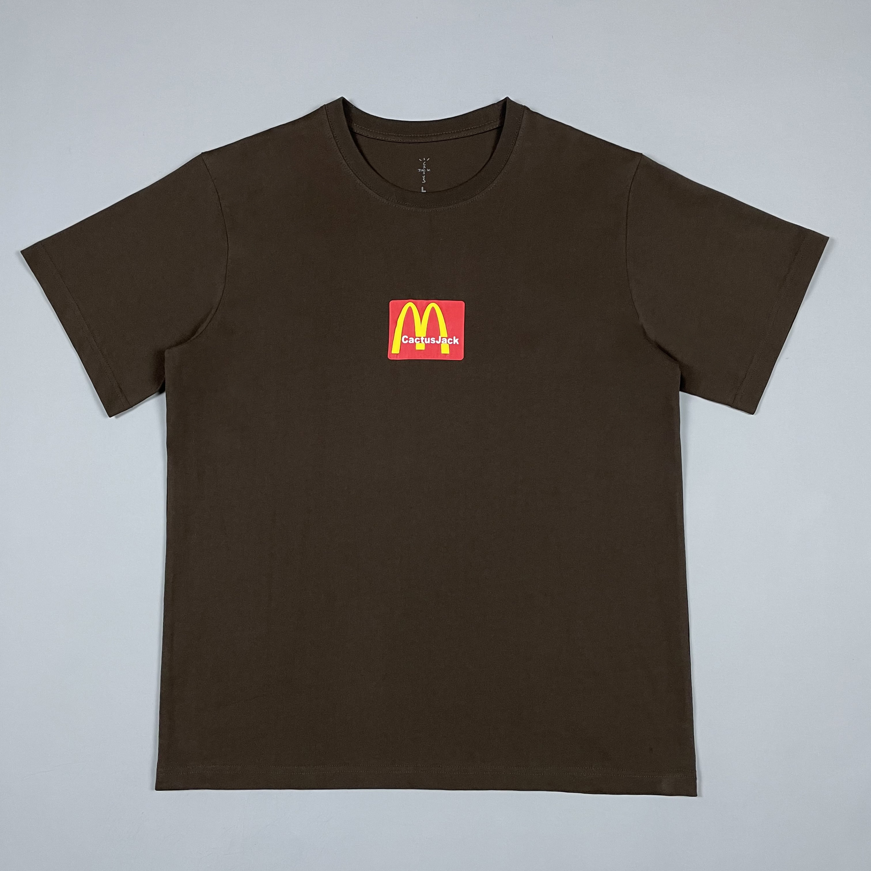 travisscott麦当劳ts棕色发泡印花cactusjack短袖t恤