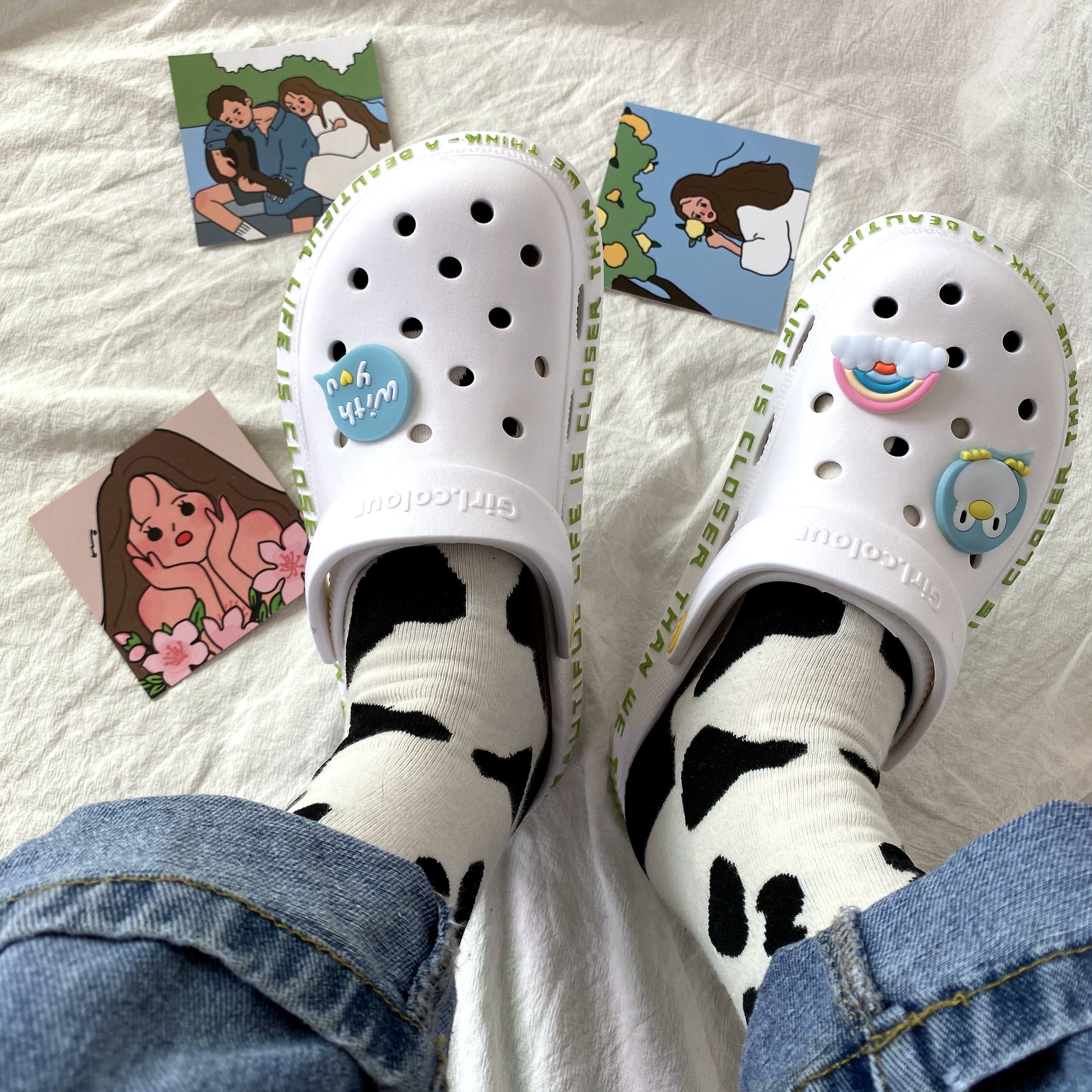 学院包头护士防滑穿街拖外厚底ins鞋女洞洞洞洞鞋