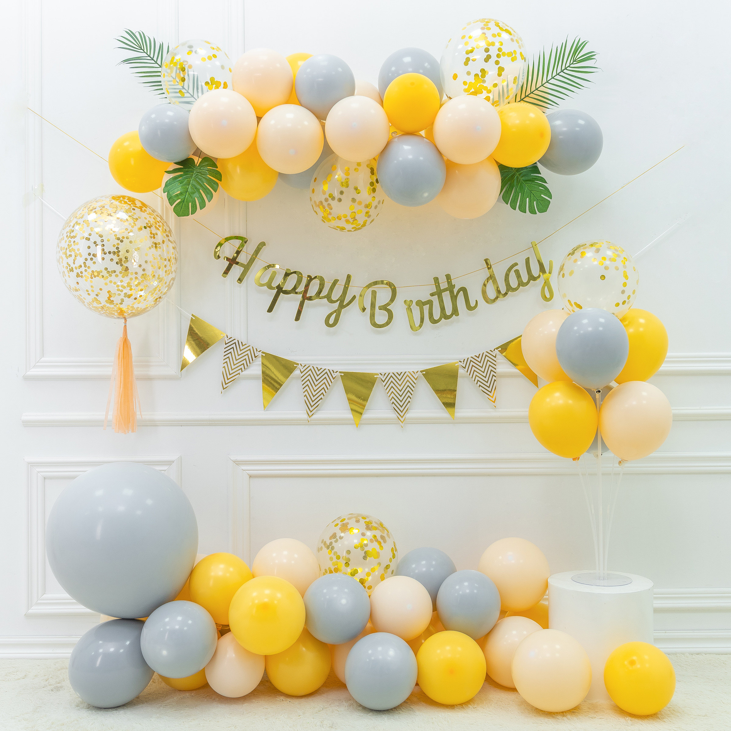 男女儿童套餐海报主题向日葵背景墙派对布置宝宝气球