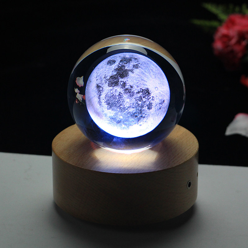 月球水晶球木质音乐盒中秋节情人女朋友老婆抖音同款创意礼盒