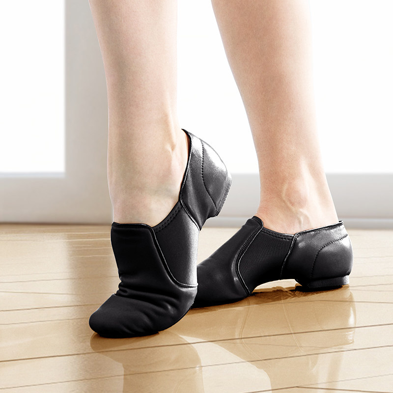 舞鞋真皮爵士舞练功鞋软形体教师黑色爵士舞蹈鞋爵士舞鞋
