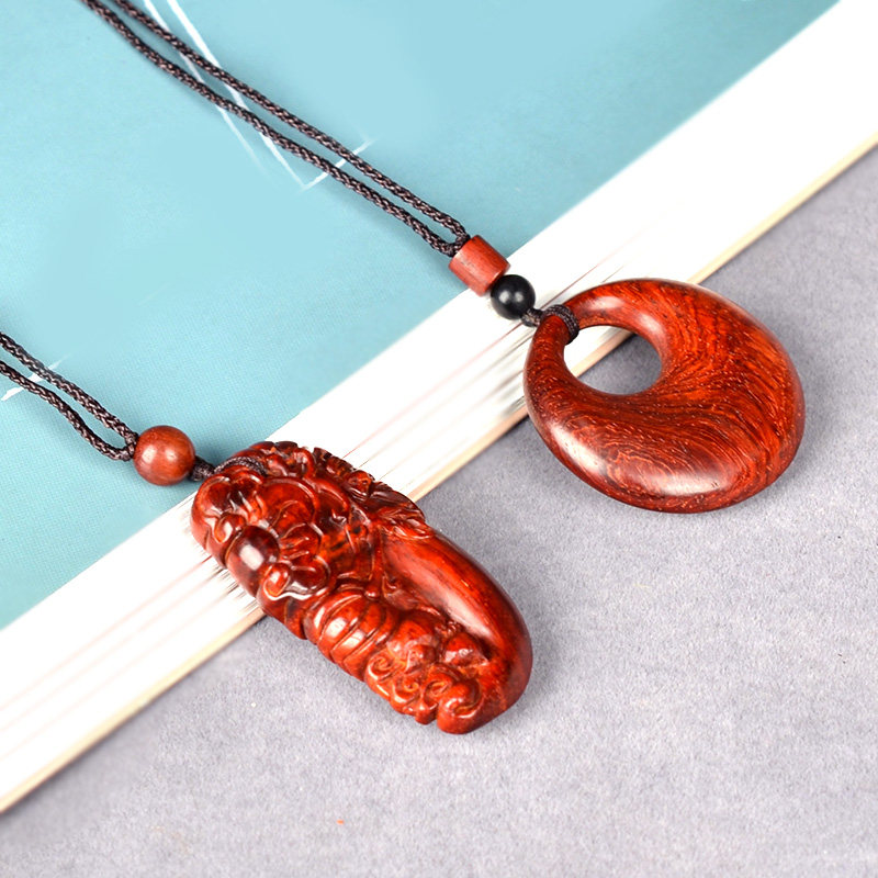 如意吊坠印度小叶紫檀木质平安扣挂饰创意复古木雕