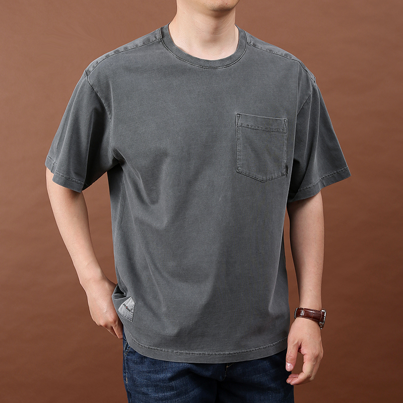 2022夏季男士薄款t恤短袖纯棉大码宽松体桖半袖简约男装胖子上衣